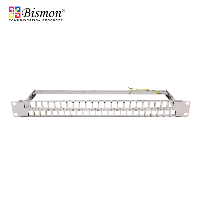 48-Port-1U-Blank-Shield-Patch-panel-for-keystone-jack-Only-frame